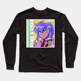 Retro Vaporwave 80s anime aesthetic Long Sleeve T-Shirt